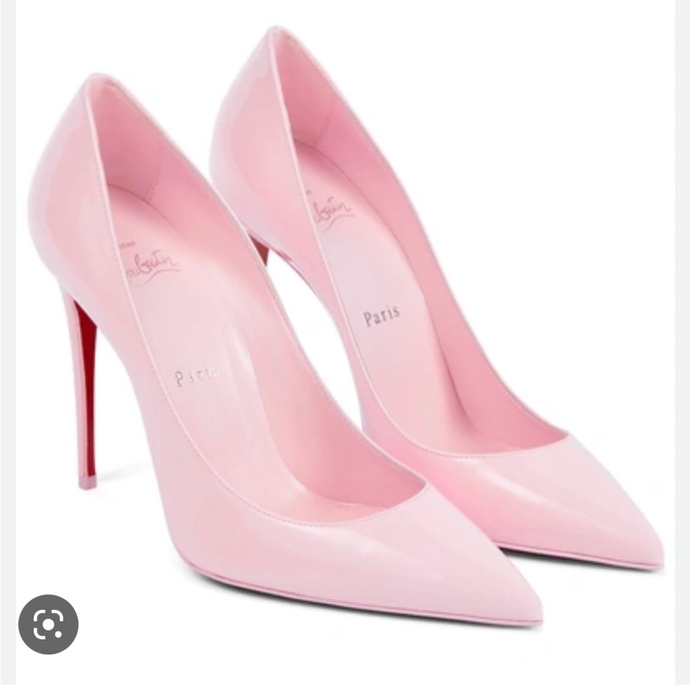 New 38.5 Christian Louboutin Kate 100mm Baby Pink Patent Pumps